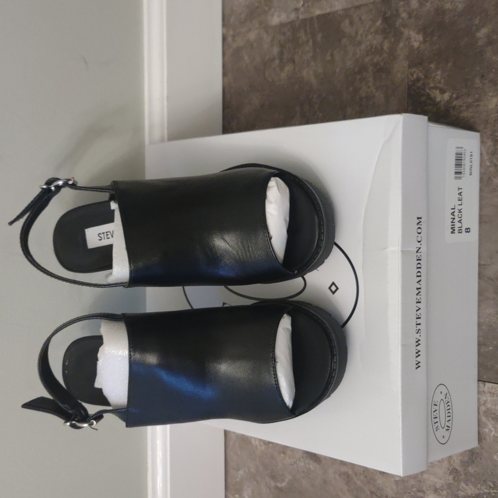 Black strap heels